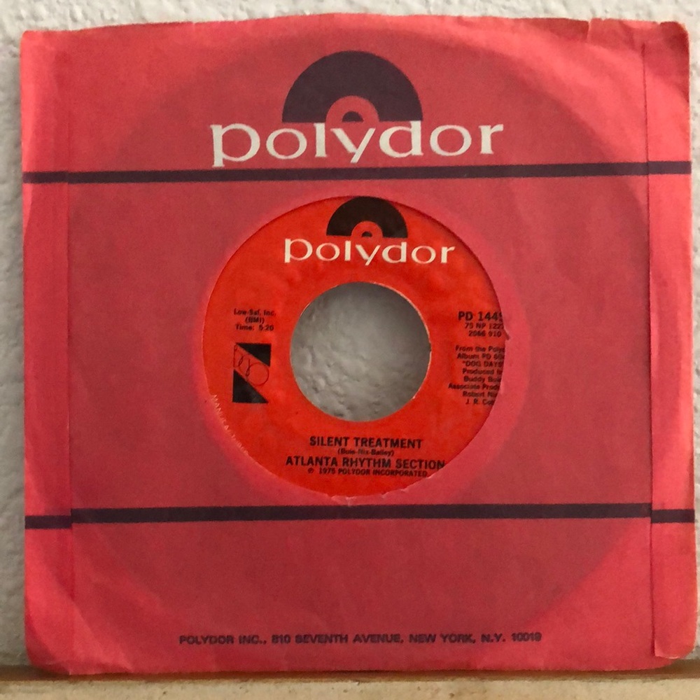 Atlanta Rhythm Section Silent Treatment Imaginary Lover 45 Record